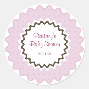 Ruffle Sticker, pink and brown Classic Round Sticker