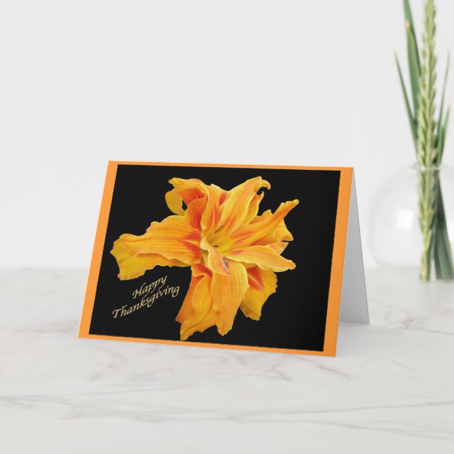 Ruffled Orange Lily Thanksgiving Card (Front)