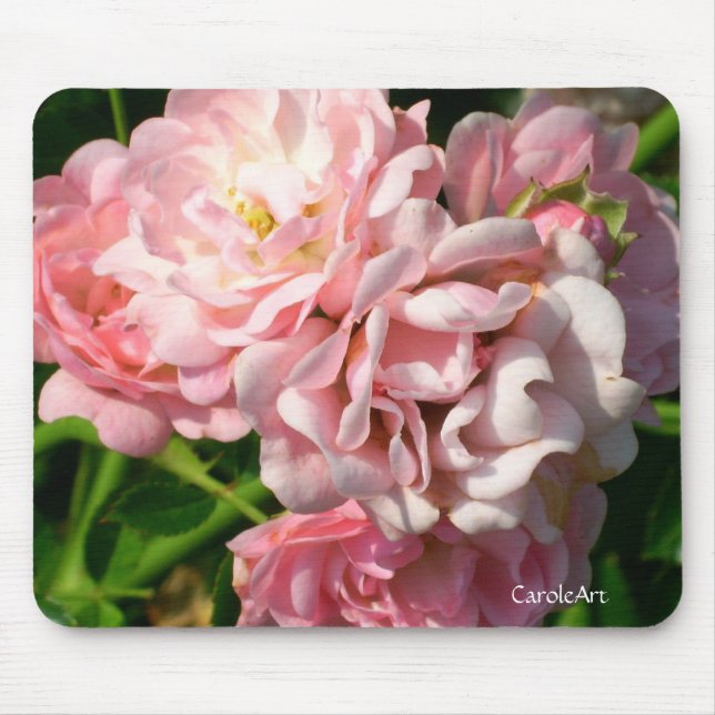 Ruffled Pink Roses Mouse Mat (Front)