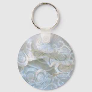 Ruffled White Lace Key Ring