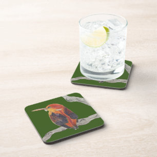 Rufous Backed Kingfisher on a Coaster Set
