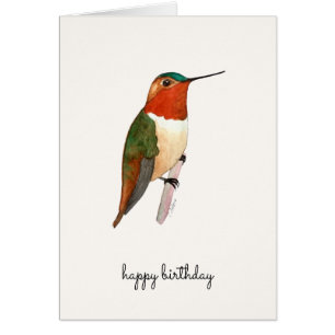 Rufous Hummingbird Birthday Card