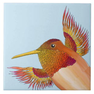 Rufous Hummingbird on a Ceramic Tile