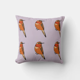 Rufous Hummingbird Polka Dot Throw Pillow