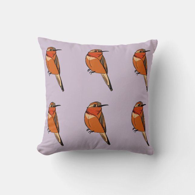 Rufous Hummingbird Polka Dot Throw Pillow (Front)