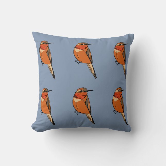 Rufous Hummingbird Polka Dot Throw Pillow (Front)