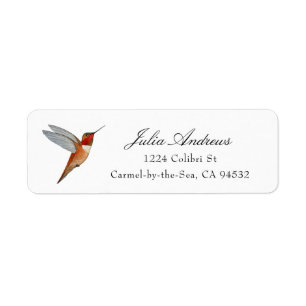 Rufous Hummingbird Return Address Label