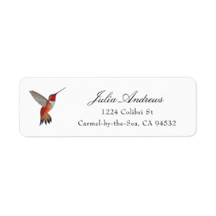 Rufous Hummingbird Return Address Label