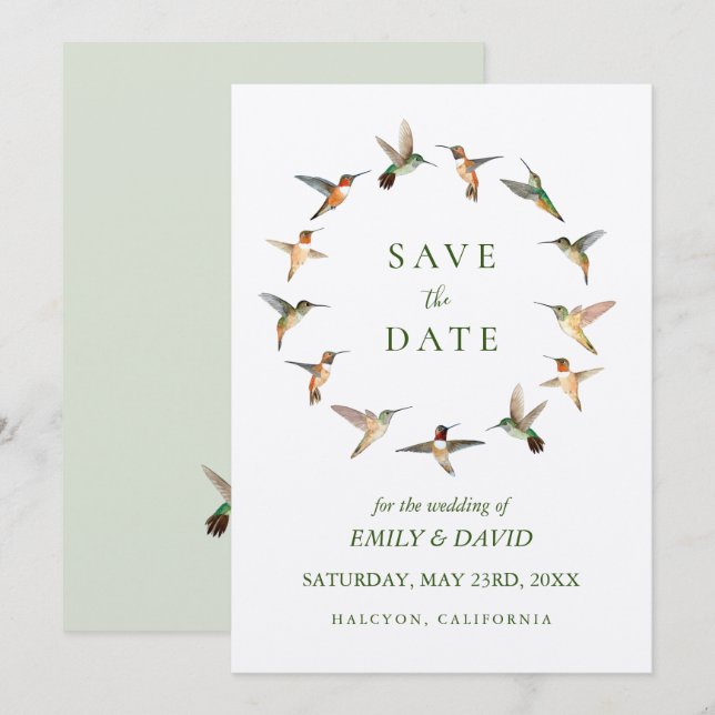Rufous Hummingbirds Save the Date Announcement (Front/Back)
