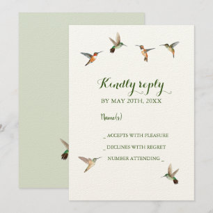 Rufous Hummingbirds Wedding RSVP Invitation