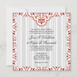 Rufous Wedding Damask DIY Invitation