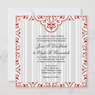 Rufous Wedding Damask DIY Invitation