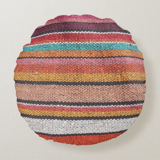 Rug Richness: Mexican Peruvian Textures Round Cushion (Front)