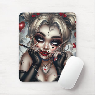 Rug Sourie Woman with Clown Makeup 12 Mouse Mat