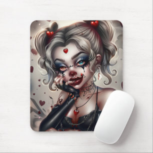 Rug Sourie Woman with Clown Makeup 9 Mouse Mat