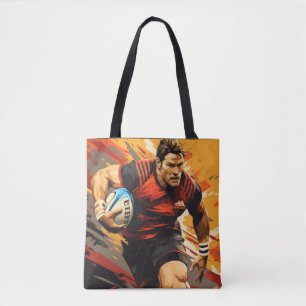Rugby Action Sport Painting Abstract Art Decor Tote Bag