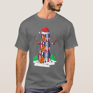 Rugby American Snowman Balls Christmas Pajama Gift T-Shirt