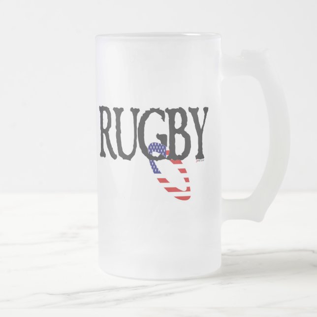 Rugby - Americana Frosted Glass Beer Mug (Right)