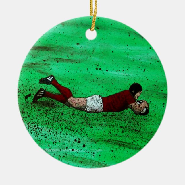 Rugby Art Ceramic Ornament (Front)