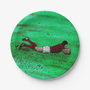 Rugby art paper plate