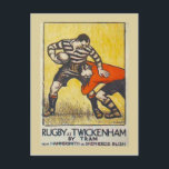 Rugby at Twickenham by tram from Hammersmith Postcard<br><div class="desc">Rugby at Twickenham by tram from Hammersmith and Shepherds Bush,  Vintage travel poster from London</div>