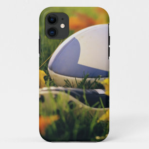 Rugby ball and shoe on lawn in autumn Case-Mate iPhone case