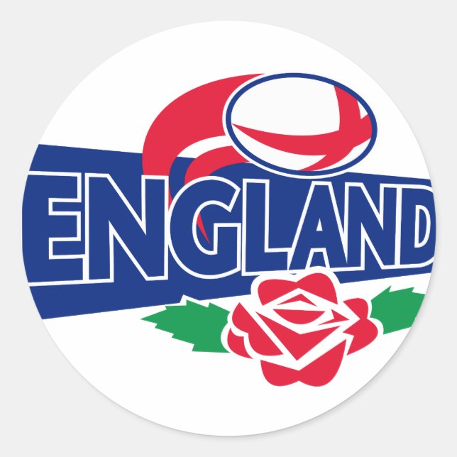 rugby ball england english rose classic round sticker (Front)