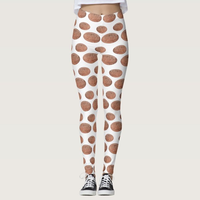 Rugby Ball Grungy Pattern Leggings (Front)