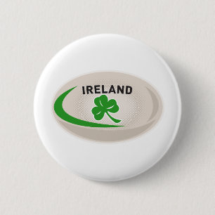 Rugby Ball Ireland Shamrock 6 Cm Round Badge