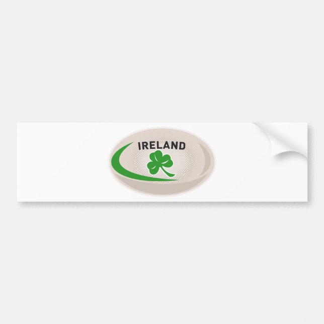Rugby Ball Ireland Shamrock Bumper Sticker (Front)