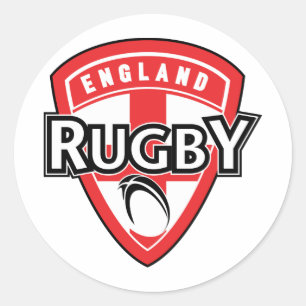 rugby ball shield england cross flag classic round sticker