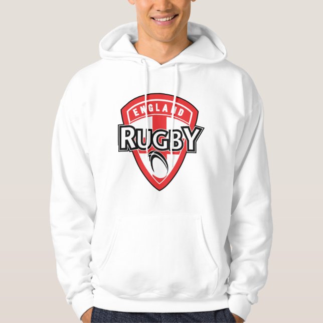 rugby ball shield england cross flag hoodie (Front)