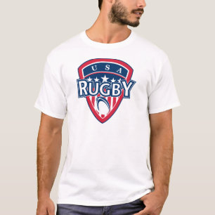 rugby ball shield usa flag stars and stripes T-Shirt