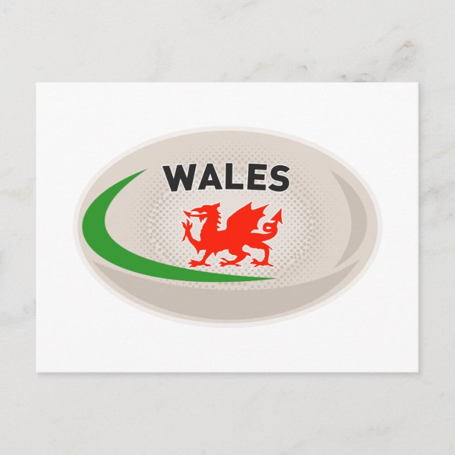 Rugby Ball Wales Welsh dragon Postcard (Front)
