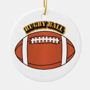 Rugby Ball with Text Ceramic Tree Decoration