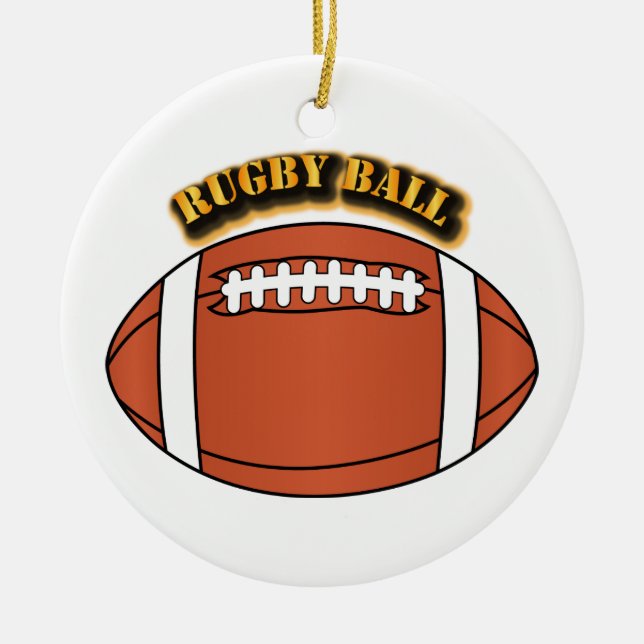 Rugby Ball with Text Ceramic Tree Decoration (Front)