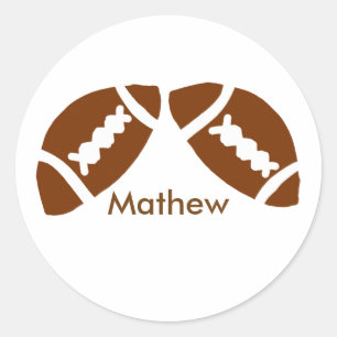 Rugby baseball sports add name boys kids men gifts classic round sticker