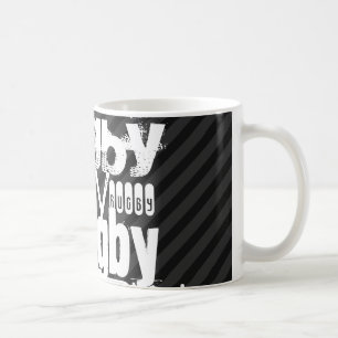 Rugby; Black & Dark Grey Stripes Coffee Mug