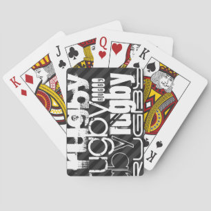 Rugby; Black & Dark Grey Stripes Playing Cards