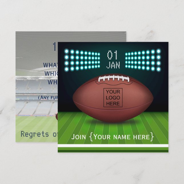 Rugby Celebration Party Invitation add photo (Front/Back)