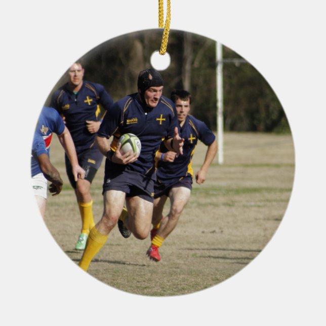 Rugby Ceramic Tree Decoration (Front)