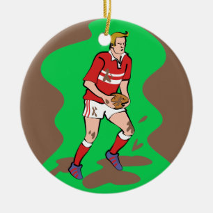 Rugby Ceramic Tree Decoration