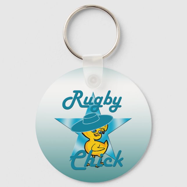 Rugby Chick #7 Key Ring (Front)