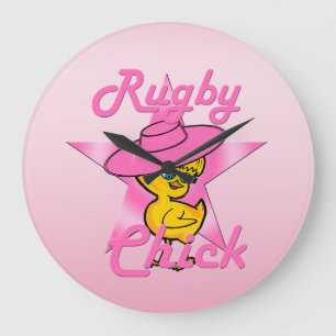 Rugby chick #8 large clock