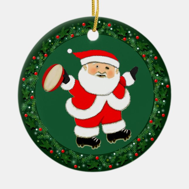 Rugby Christmas Collectable Ceramic Tree Decoration (Front)