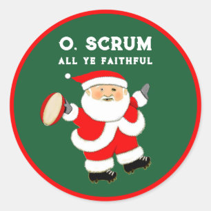 Rugby Christmas Holiday Gift Classic Round Sticker