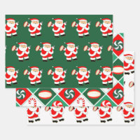 Rugby Christmas Holiday Gift Wrapping Paper