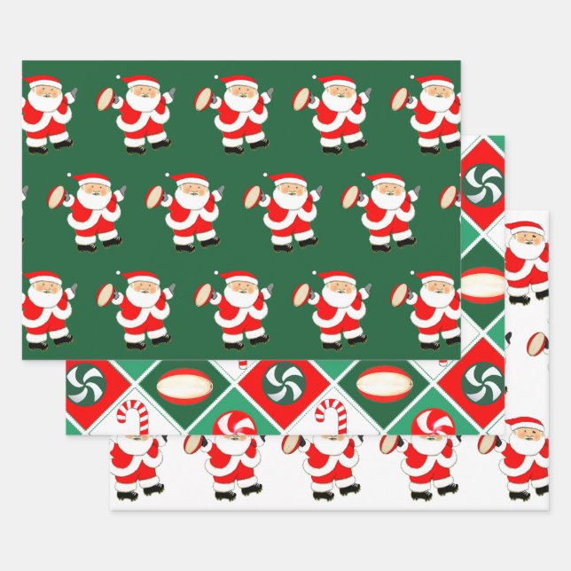 Rugby Christmas Holiday Gift Wrapping Paper (Set)