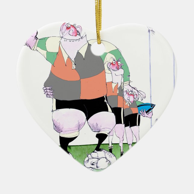 Rugby chums, tony fernandes ceramic tree decoration (Front)