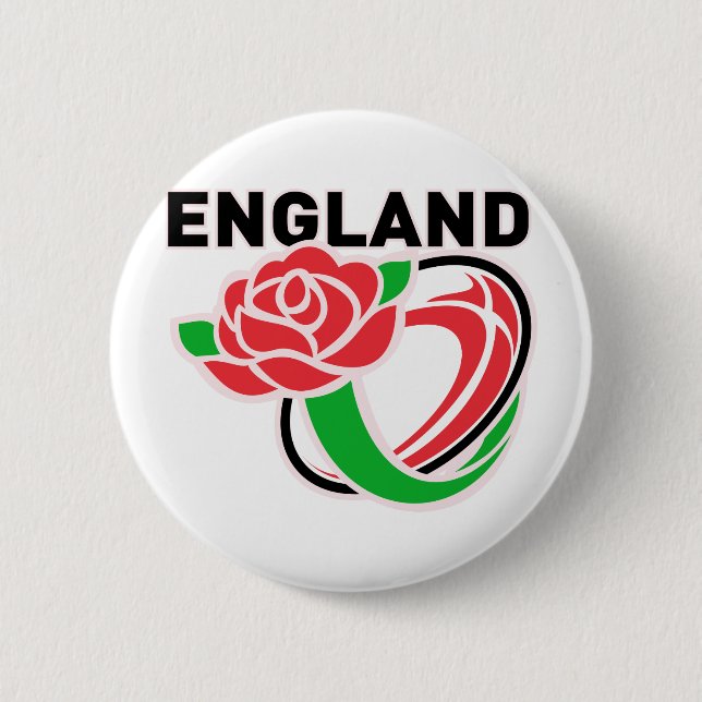 Rugby England English Rose Ball 6 Cm Round Badge (Front)